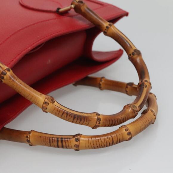GUCCI Bamboo Hand Bag Leather Red Gold 002 2853 0260 0 - Picture 7 of 16